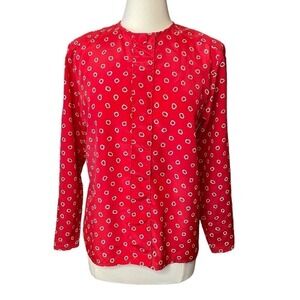 Oscar de la Renta Expressions Vintage 80’s Red White Polka Dot Blouse Top M